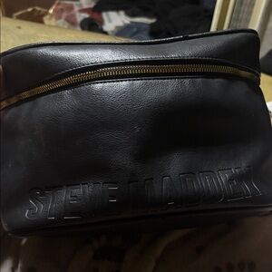 Steve Madden Black Cosmetic Bag with Gold Accent